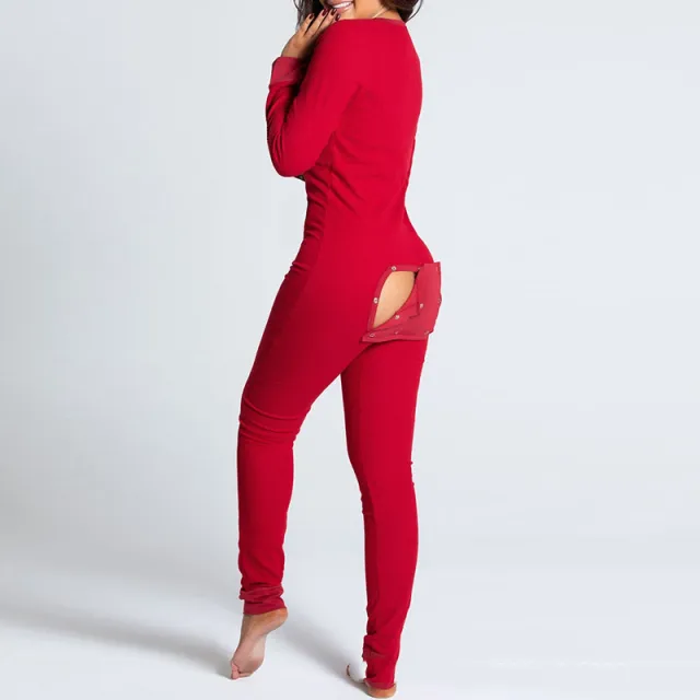 European And American Sexy Long sleeved One piece Trousers Red - Shop at LoveMi
