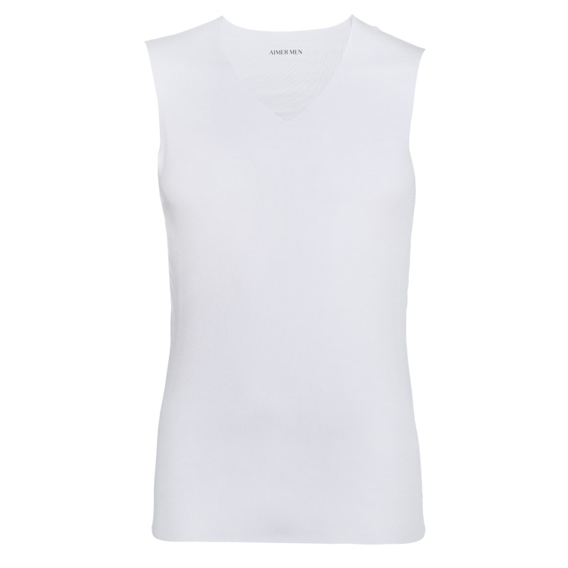 قميص داخلي رجالي بأكمام قصيرة بدون أكمام من المودال بلون واحد وقماش فائق المرونة