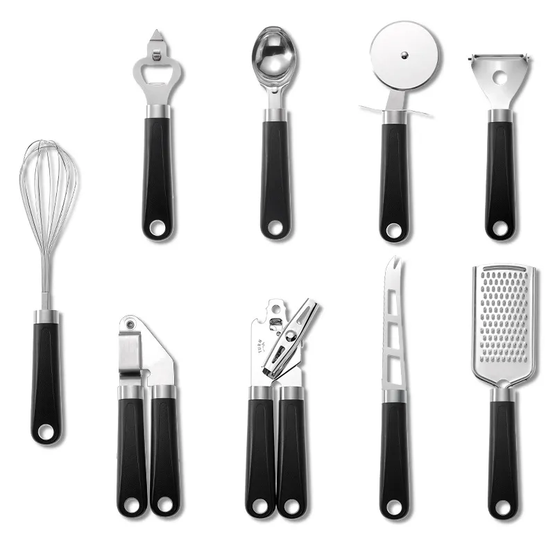 Creative Plastic Handle Stainless Steel Kitchen Utensils - Black