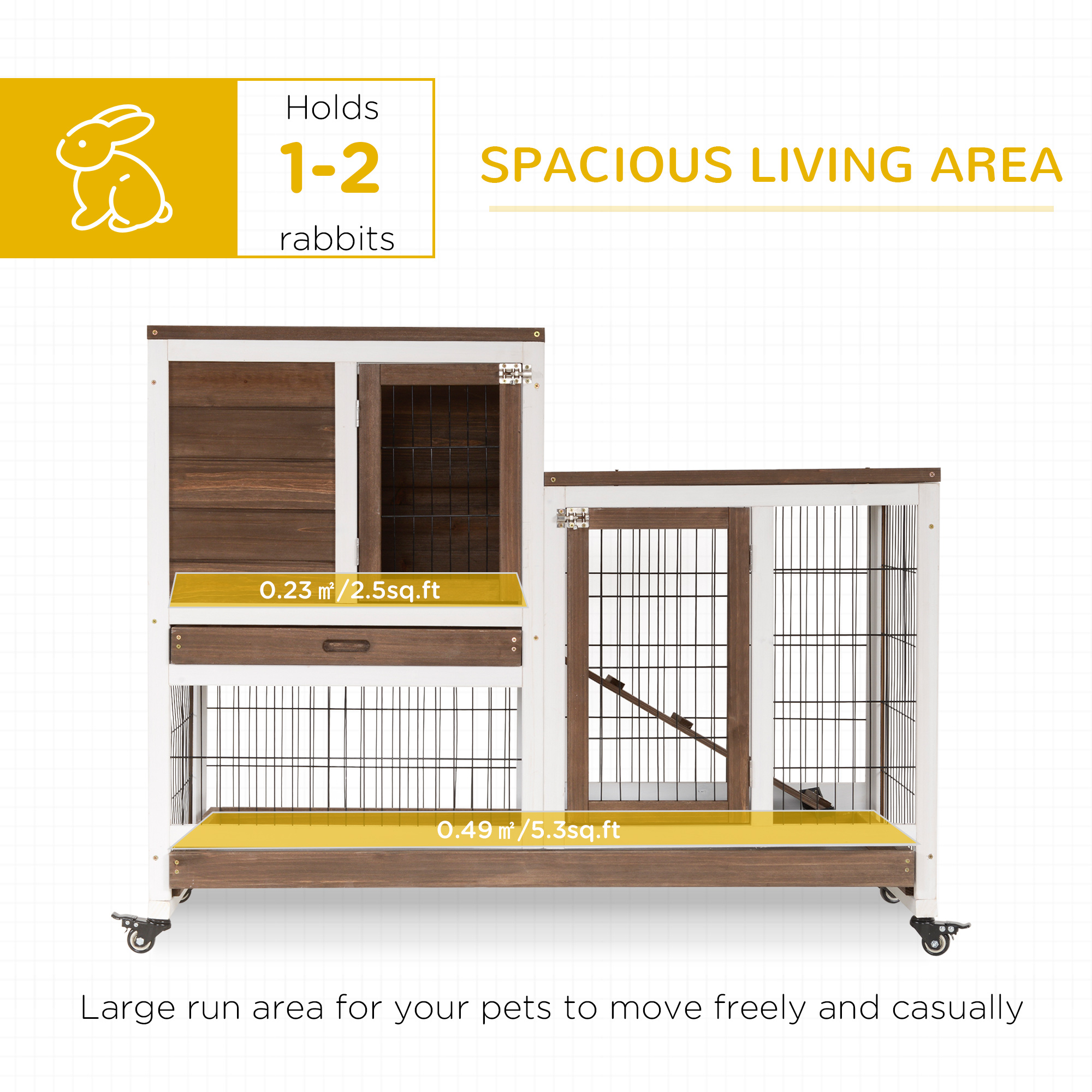 Wooden Rabbit Hutch Elevated Bunny Cage 6