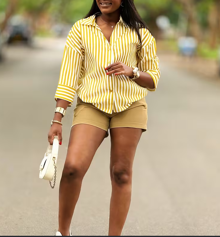 Vintage Striped Loose-fit Shirt
