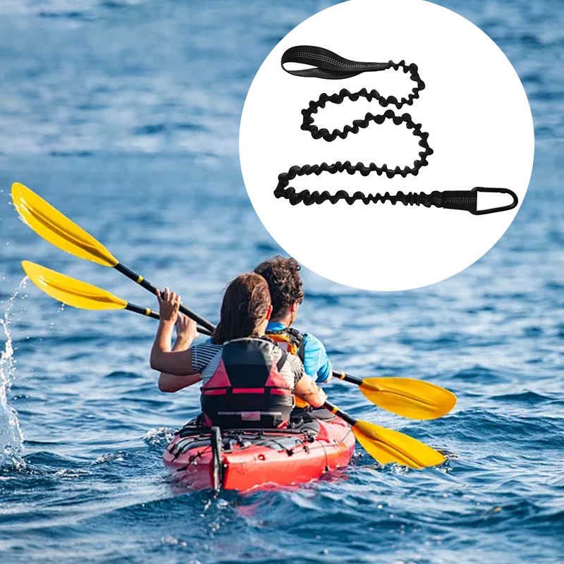 Elastic Kayak Paddle Leash Stretchable Strap For Paddles Canoe Oars Black — image 6