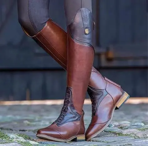 Comfortable Low Heel 40 43 Women's High Top Rider Boots Brown - Shop at LoveMi