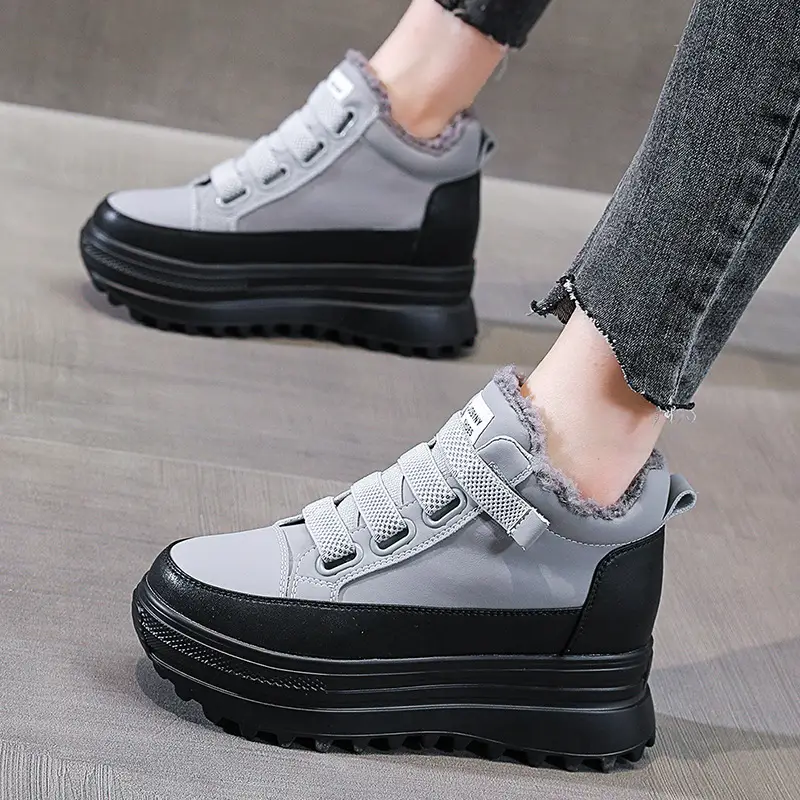 High-top Women's Fleece Leather Fashion Casual Platform Shoes