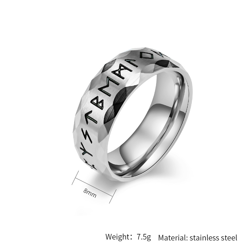 Title 1, Heren titanium ring met vintage Viking tekst, m...