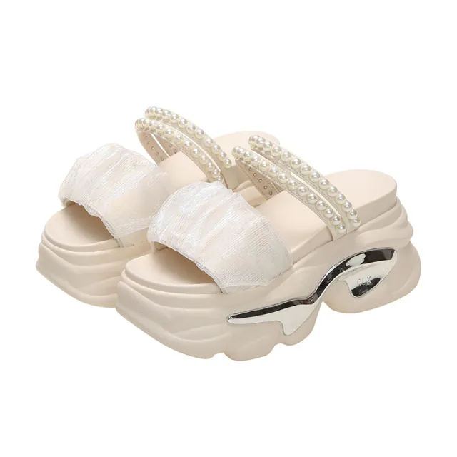 New Beaded High heeled Sandals For Women Beige - Shop at LoveMi