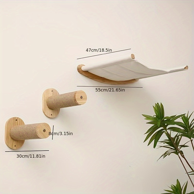 Wall Cat Tree - Space-Saving, Versatile Indoor Activity Center With Sisal Rope Scratching Board, Wooden Furniture, And Climbing Tube For Large And Small Cats - Perfect For Indoor Spaces