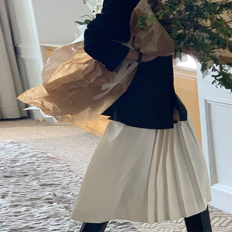 Women's Simple And Elegant High Waist Pleated Long Skirt