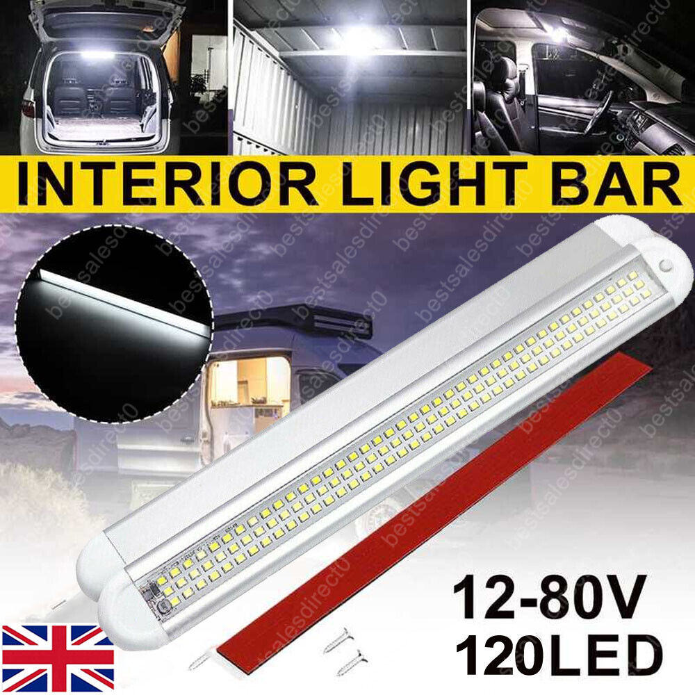 12V 120 LED Car Interior Strip Lights Bar Light Car Van Caravan Boat Home Bus UK