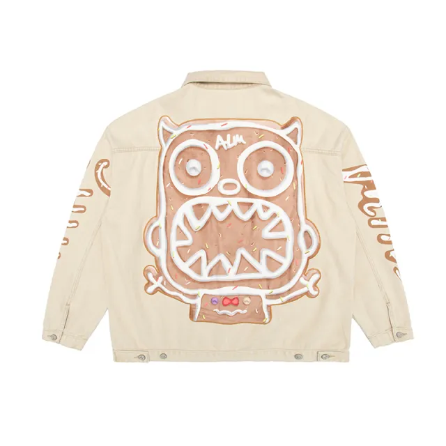 Denim Clothing Loose Casual Couple Wear Coat Jacket Beige - Shop at LoveMi