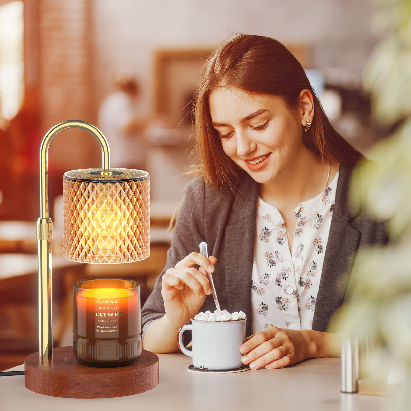 Adjustable Height Electric Candle Warmer Lamp. Timable Candle Warmer Lamp Newly upgraded candle warmer lamp with timer button, there are 3 kinds of time can be set: 2H/4H/8H. In timed mode, you can do your own thing without worrying about it, and the cand