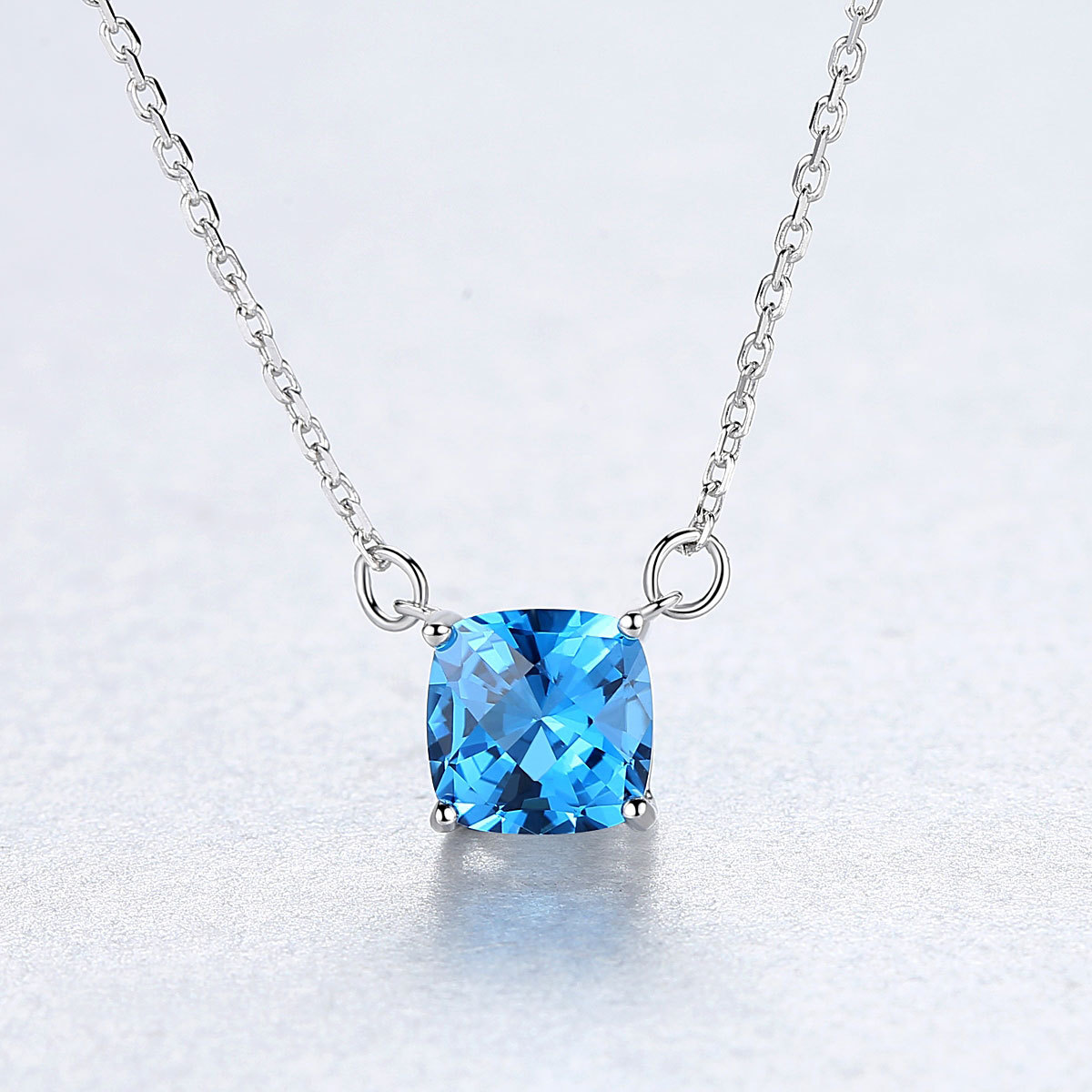 Title 6, 925 Silver Pendant Silver Blue Crystal Korean S...