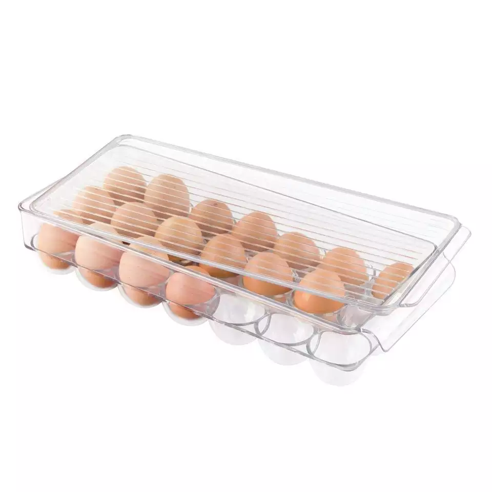 Title 3, Transparent 21 Grids Refrigerator Egg Holder Bo...