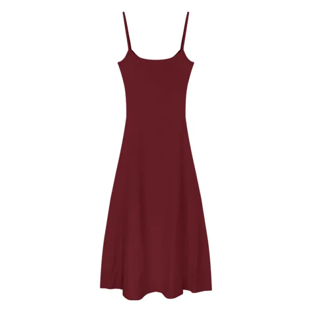 Spicy Girl Elastic Strap Sling Dress Wine Red - Shop at LoveMi