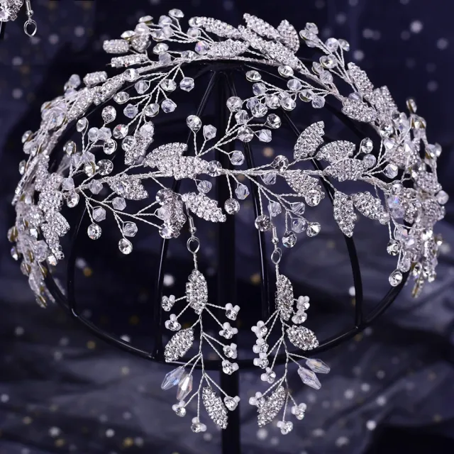 Floral Rhinestone Cutout Hair Accessory Headgear And Earrings - Shop at LoveMi