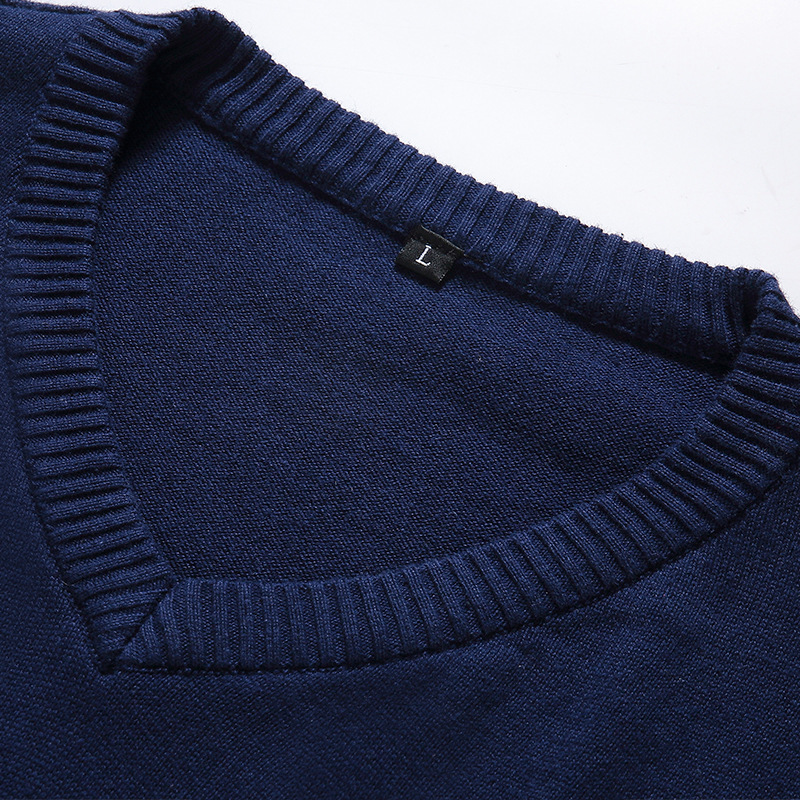 Title 3, V-neck Cotton Sweater Workwear Straight knit Sw...