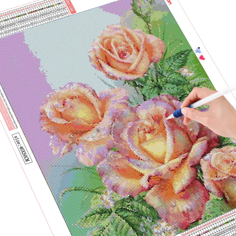 Rose Embroidery Flower Mosaic Sea Wall Art