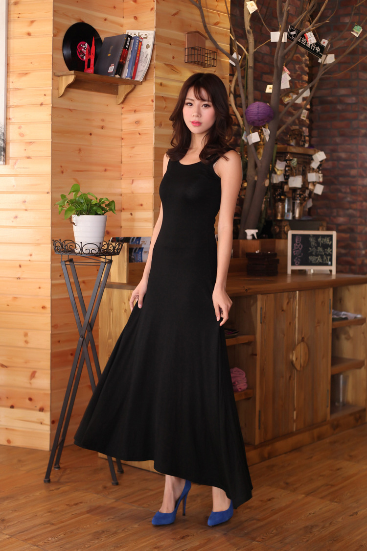 Women's European And American Style Backless Stitching Mopping Dress