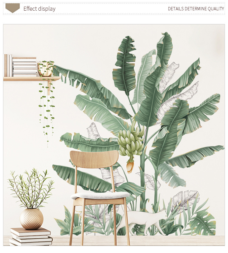 Banana Tree Bedroom Sofa Background Wall Decoration Pastoral Plant Wallpaper Skirting Wall Sticker — foto 2