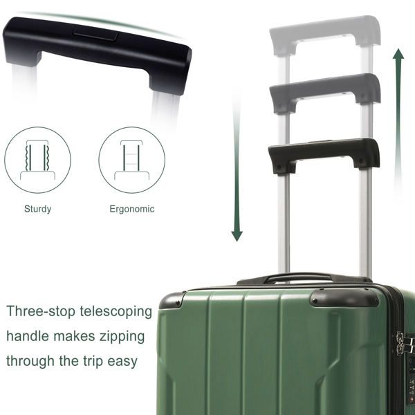 20-Inch Hardshell Carry-On Luggage, Lightweight Durable ABS Suitcase with Spinner Wheels, Built-in TSA Lock, 2 Packing Cubes, Green-22