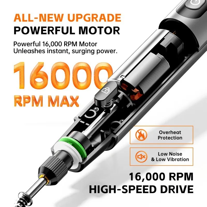 Electric Mini Engraving Pen Cordless Rotary Tool With LED Display Complete Kit — image 11