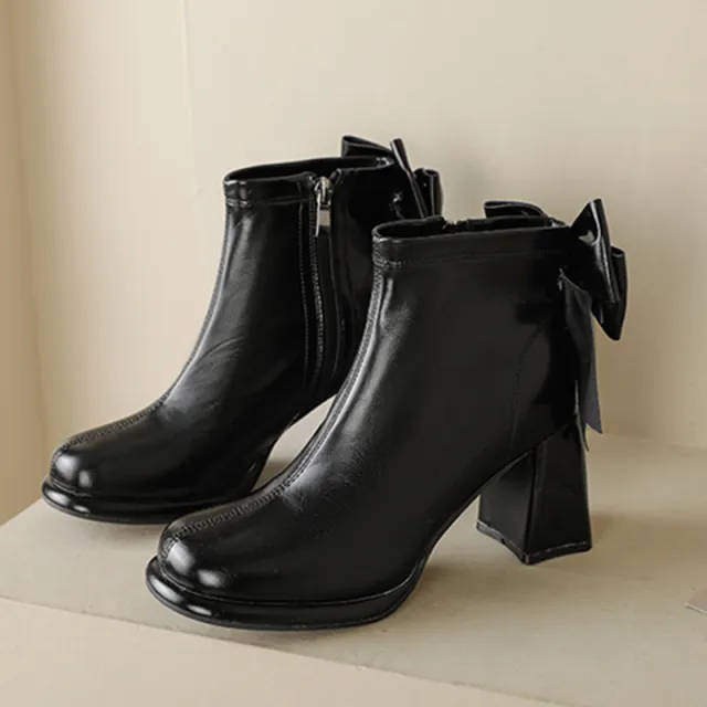 Women's Raised Short Bow Martin Boots Black - Shop at LoveMi