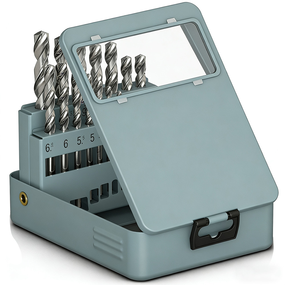 19Pcs HSS Drill Bit Set For Metal, Wood, Plastic With Case 1mm-10mm Bits Hi-Spec