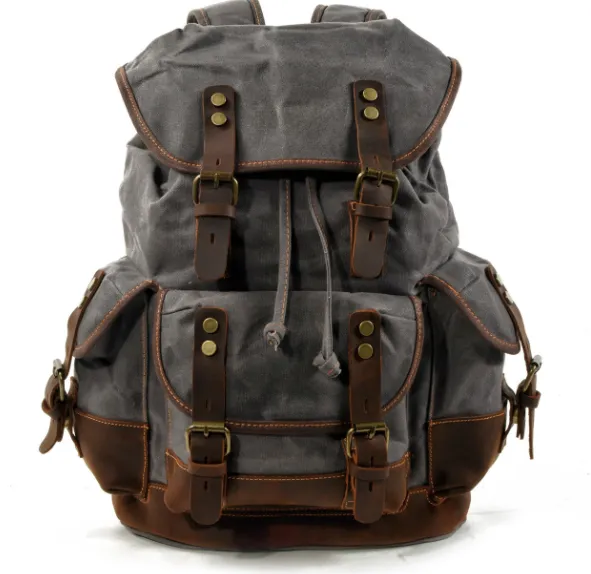 Wear-resistant canvas backpack - Grey