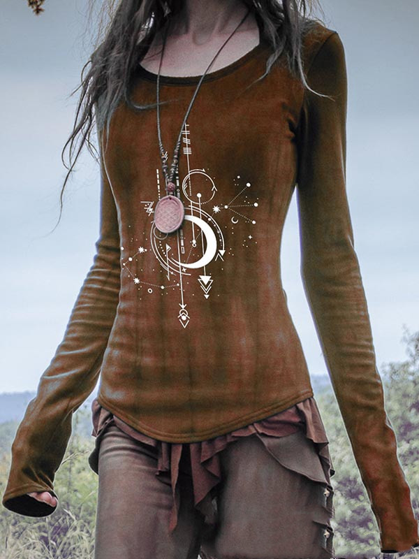 European And American Spring And Autumn Print Long-sleeved T-shirt