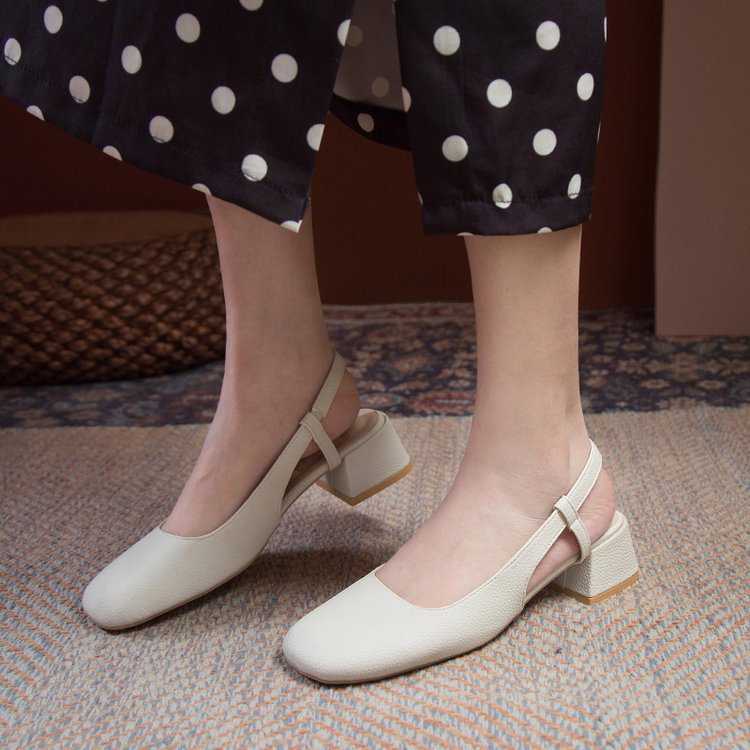 Women's Fashion Simple Square Toe Back Empty Summer Shoes