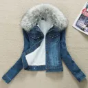 Dark Blue Gray Fur Collar