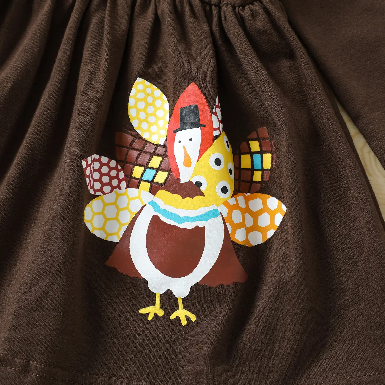 Girls' Turkey Print Top And Trousers Scarf Three-piece Set