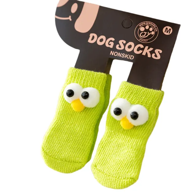 Dog All season Universal Socks, Cute Big Eyes, Adorable Pet Cartoon Knitted Cat Anti slip And Warm Dog Cotton Socks Green - Shop at LoveMi