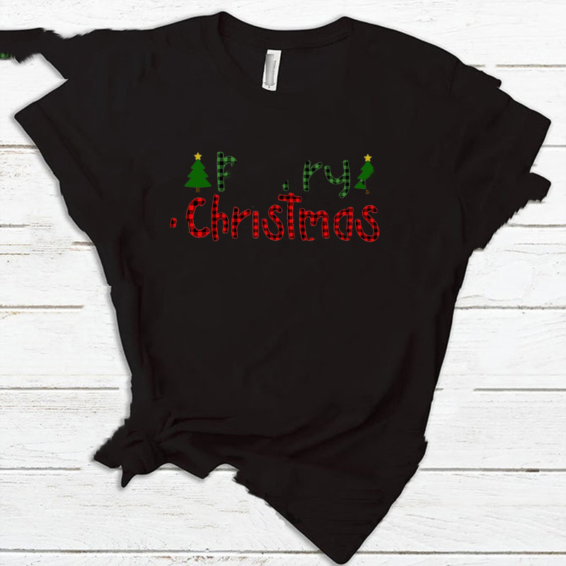 Christmas Santa Elk T-Shirt Couple Short Sleeve