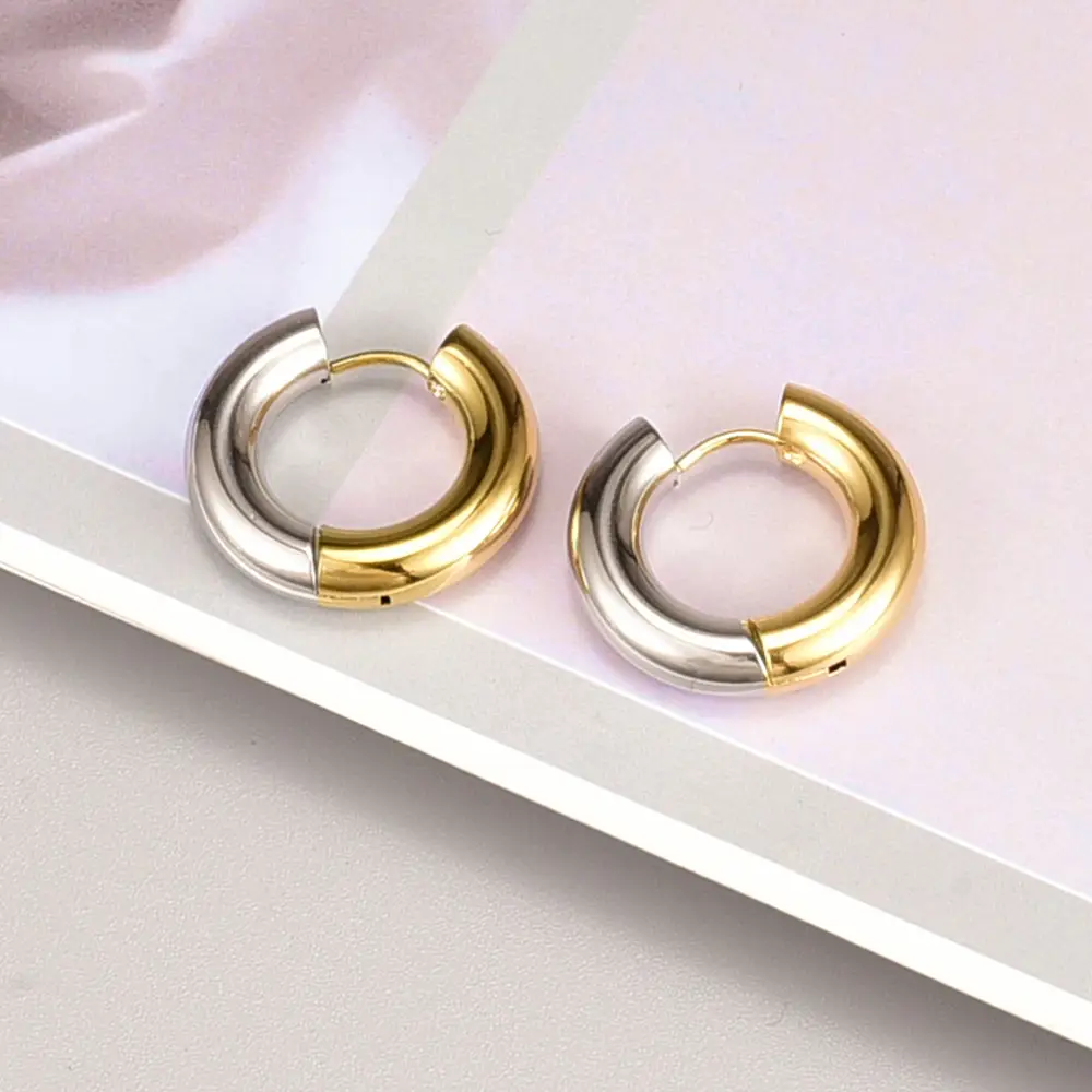 Metal Thick Titanium Steel Gold Plated Earrings