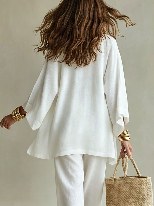 Women's Casual 3 Piece Outfit V-Neck Cami Top Open Front Cardigan And Drawstring Wide Leg Pants Set For Summer 2