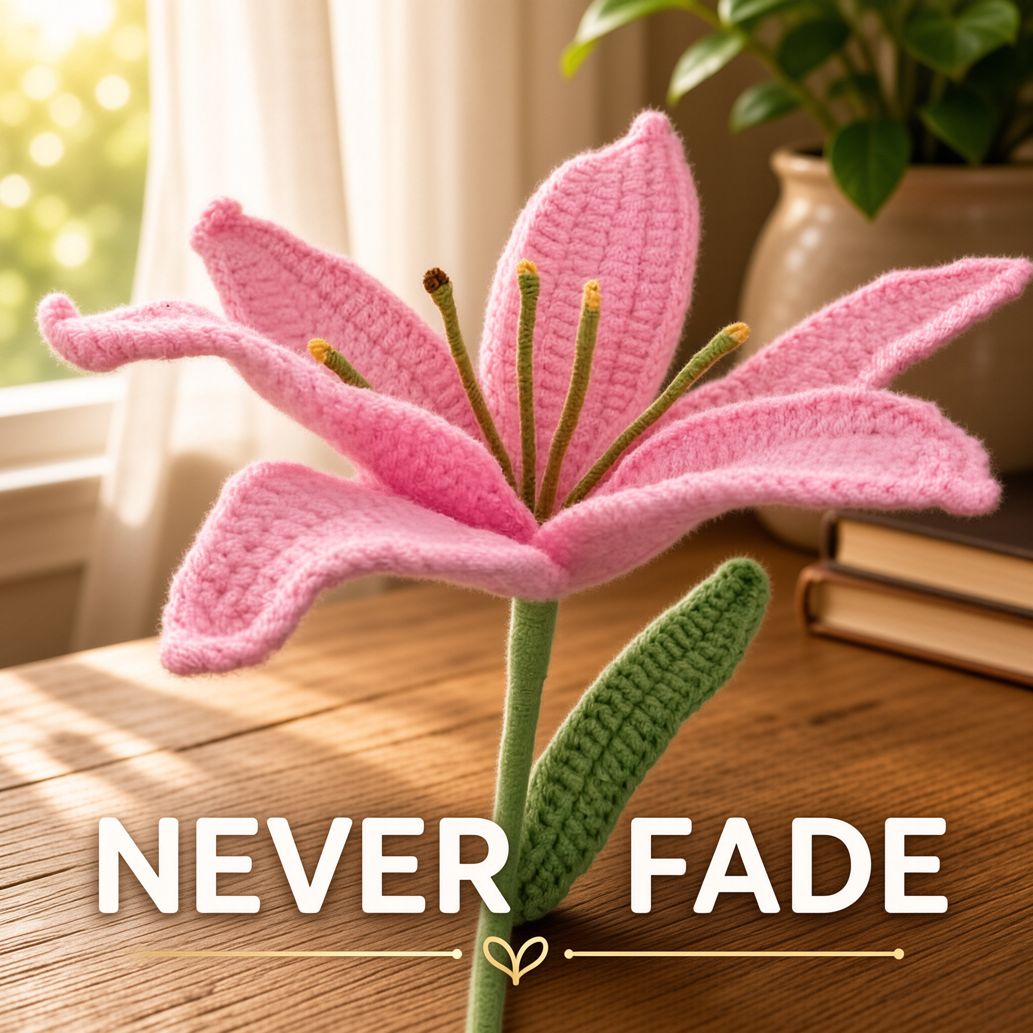 Hand Knitted Crochet Lily Flower Stem Artificial Knit Flower Bouquet For Home Decor Warm Ambience Ornament Wholesale