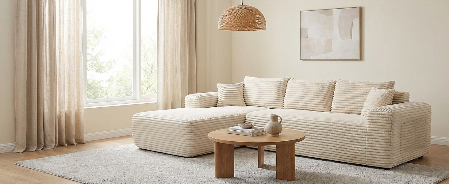 YM3116250005811& YM3116250006111 Combination Products Are Not Sold Sep-L Shape Modular Sectional Couch Spacious Comfortable 2 Seater Sofa With Pillows For Living Room Office No Assembly Required Beig