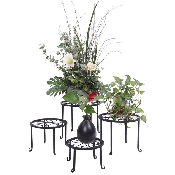 Metal Plant Stand 4 In 1 Potted Irons Planter Supports Floor Flower Pot Round Rack Display image 6
