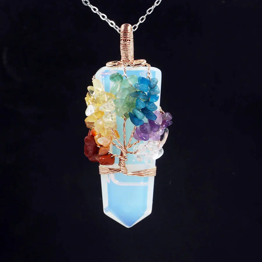 Sword-shaped Crystal Pillar Tree of Life Winding Pendant