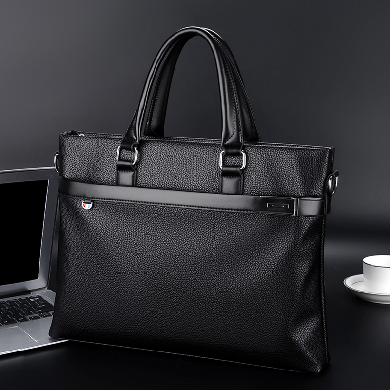 Large Capacity Business Handbag Men's Soft Leather Briefcase — foto 17