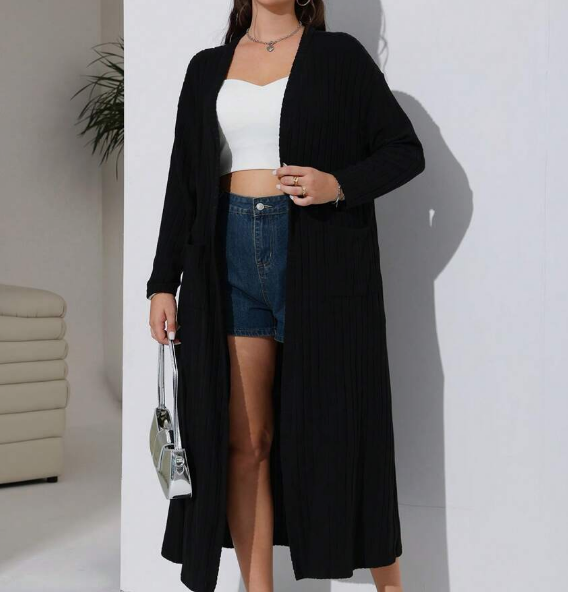 Solid Color Off Shoulder Long Sleeved Ribbed Casual Black - Shop at LoveMi