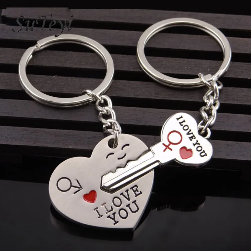 Magnetic I Love You Heart Lock Key Pendant Couple