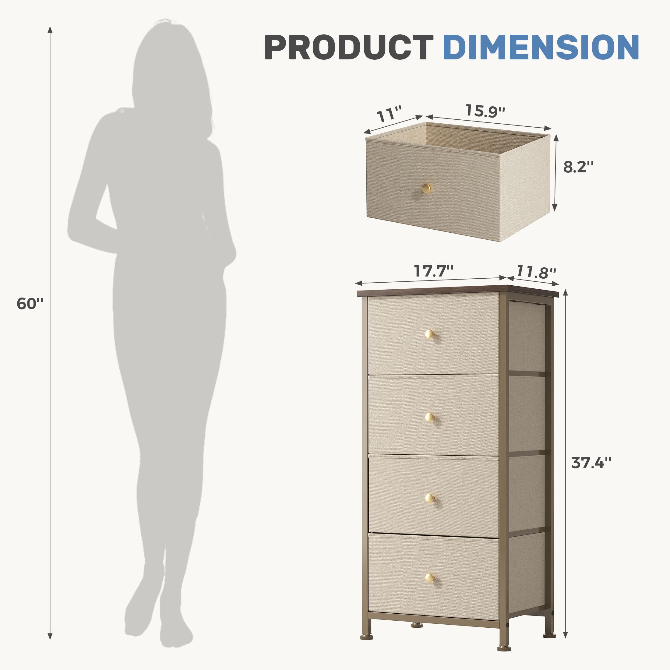 4-drawer Storage Cabinet - Suitable For Bedrooms, Living Rooms, And Wardrobes image 12