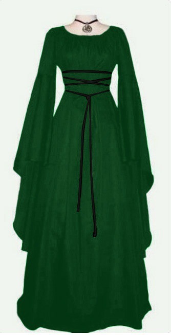 Ladies Dress With Long Sleeve Round Neck And Irregular Belt