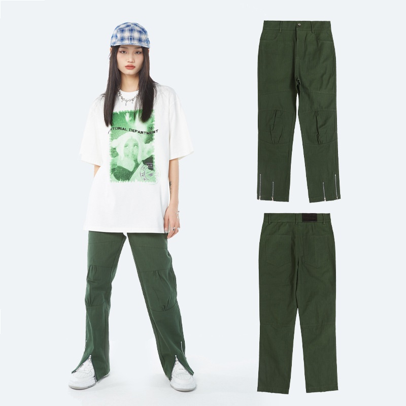 Title 1, Pantaloni Unisex con Zip Retro Trend Versatili