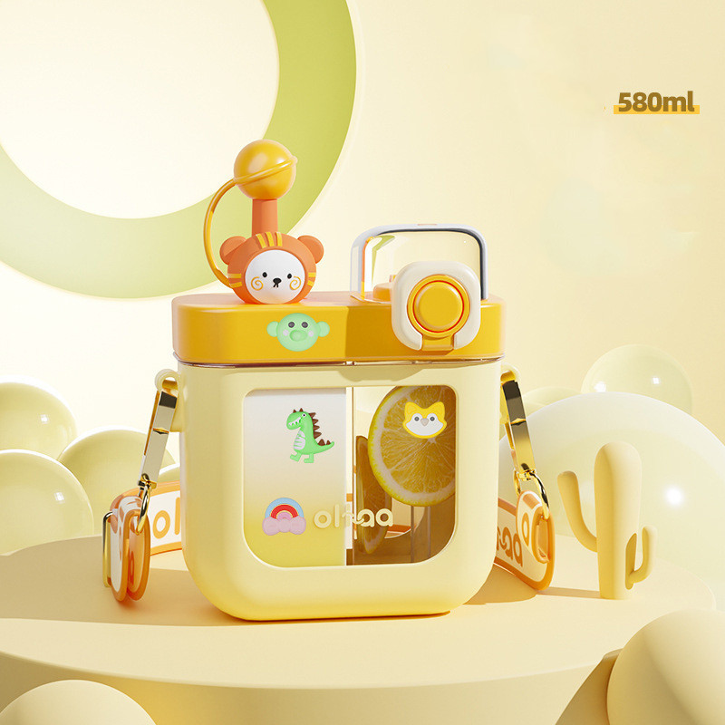 Large Capacity Split Bin Double Drink Plastic Cup Portable Cartoon Cute Kettle - Image 2