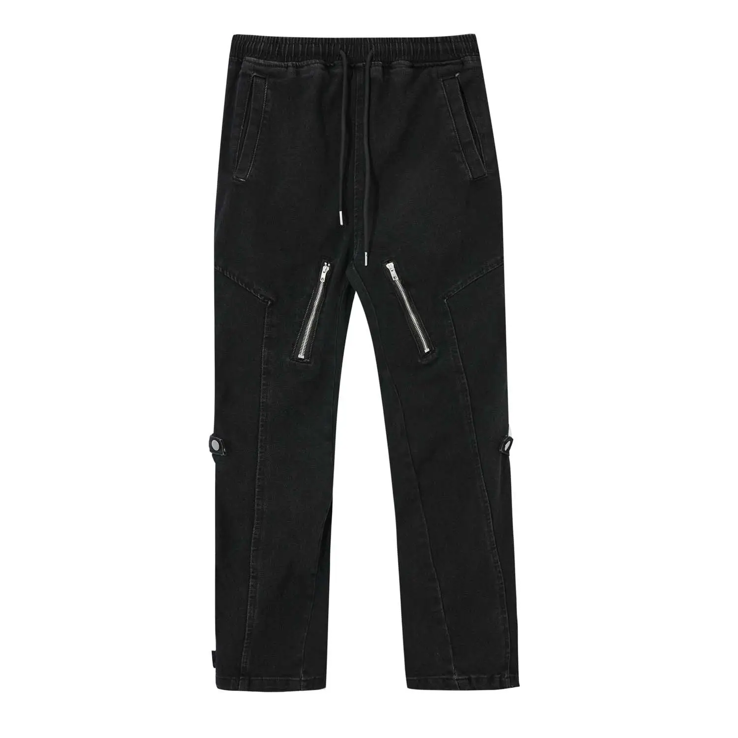 Street Brand Wash Distressed Zip-Up Jeans