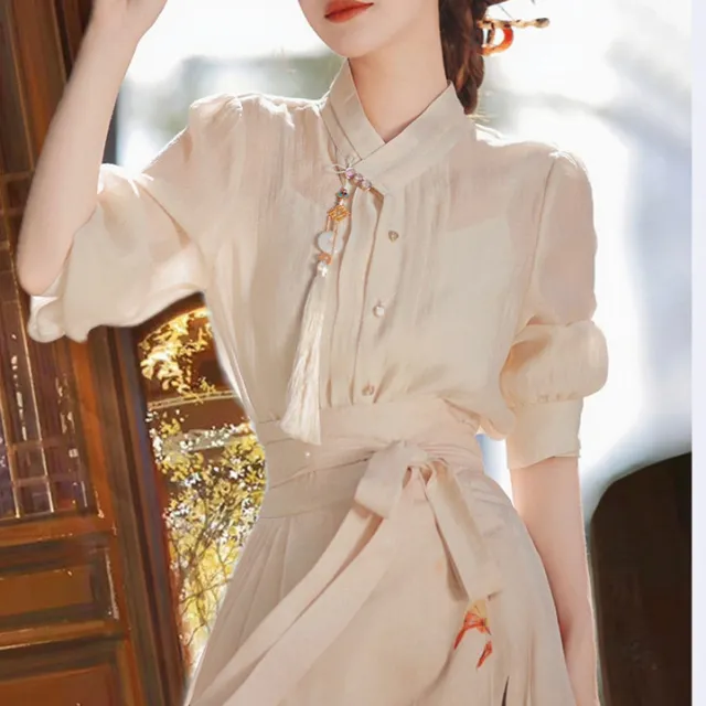 Tencel New Heritage Classic Horse face Skirt Women's Clothing Beige Top - Shop at LoveMi
