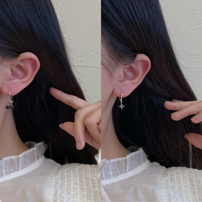 Black Small Cherry Earring Set Combination Stud Earrings